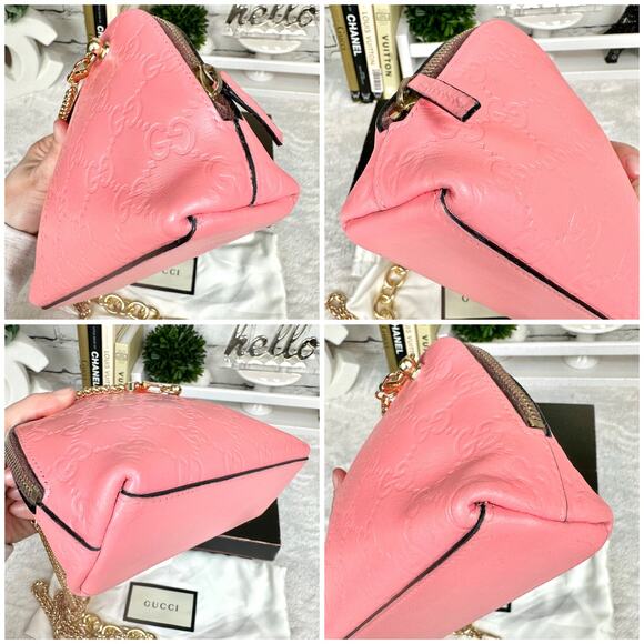 Gucci pink guccissima leather cosmetic clutch or wear as crossbody! - Picture 5 of 13